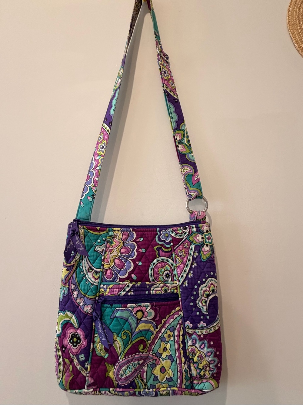 Vera Bradley Purple Teal Paisley Quilted Crossbody